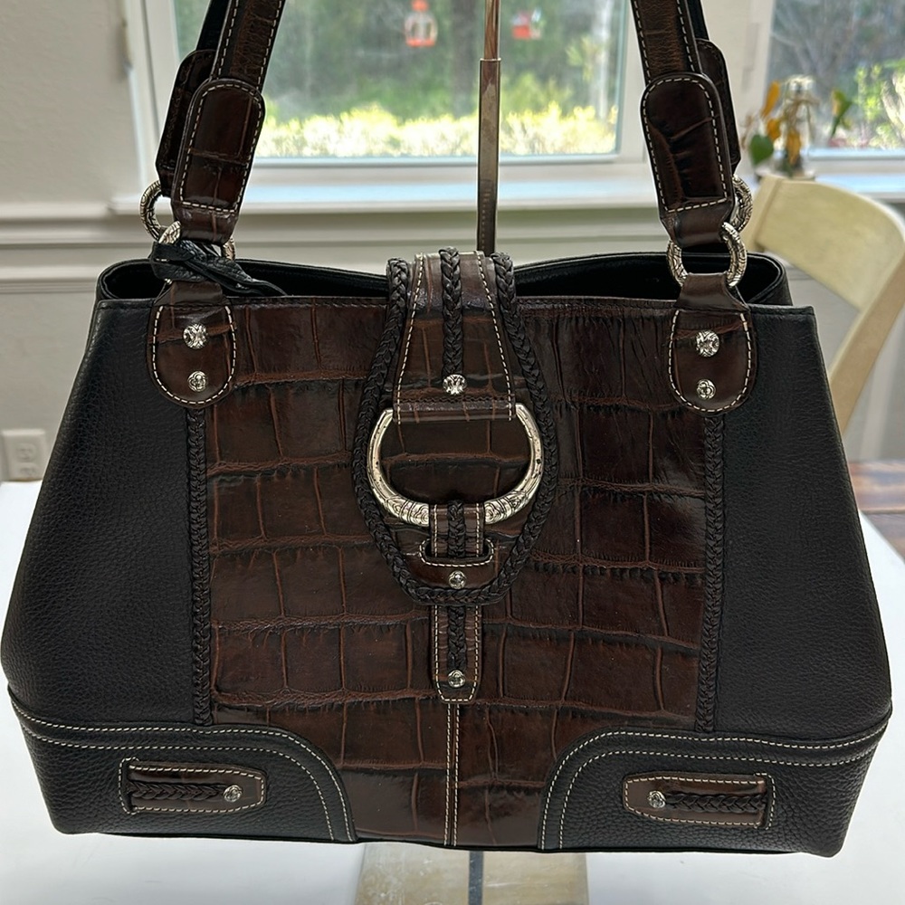 Brighton brown and black leather tote and matching wallet